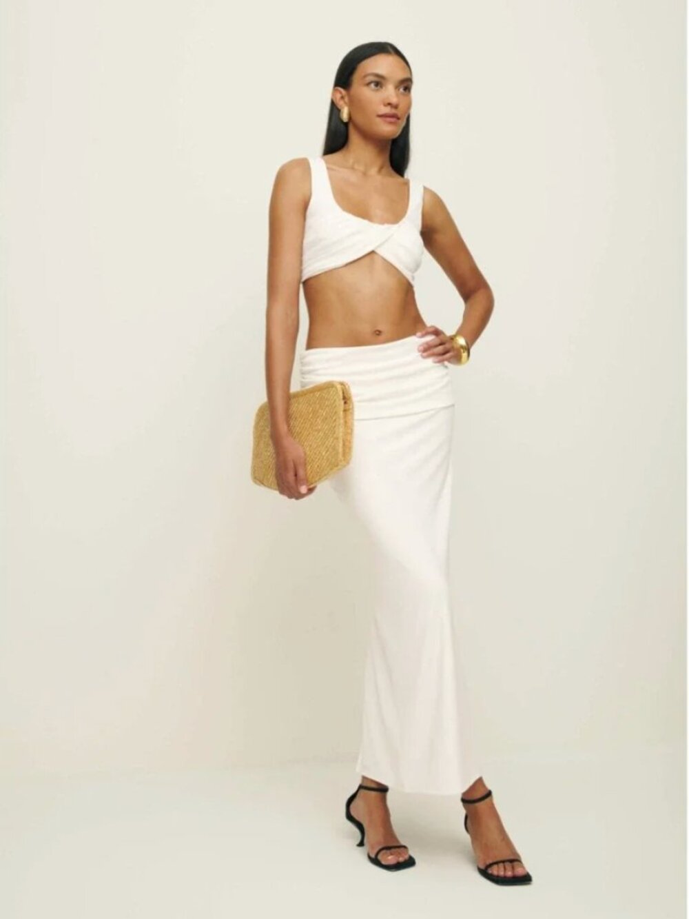 Reformation Eleni Knit Two Piece Set Ivory White Size 2